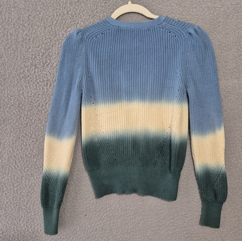 Veronica Beard Women's Blue Green Parula Tie Dye Ombre Puff Sleeve Cardigan S - Picture 4 of 9